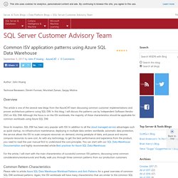 Common ISV application patterns using Azure SQL Data Warehouse