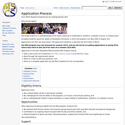Application Process - MSCS REU