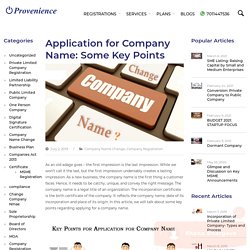 Application for Company Name: Some Key Points - Provenience