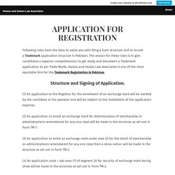 APPLICATION FOR REGISTRATION – Hamza and Hamza Law Associates