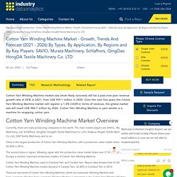 Cotton Yarn Winding Machine Market - Growth, Trends And Forecast (2021 - 2026) By Types, By Application, By Regions And By Key Players: SAVIO, Murata Machinery, Schlafhors, QingDao HongDA Textile Machinery Co. LTD