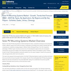 Solar PV Mounting Systems Market - Growth, Trends And Forecast (2021 - 2026) By Types, By Application, By Regions And By Key Players - Schletter, Esdec, Unirac, Clenergy