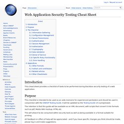 Web Application Security Testing Cheat Sheet