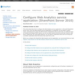 Configure Web Analytics service application (SharePoint Server 2010)