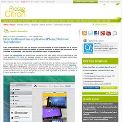 Créer facilement une application iPhone/iPad avec TapPublisher