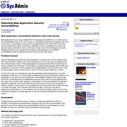 Detecting Web Application Security Vulnerabilities