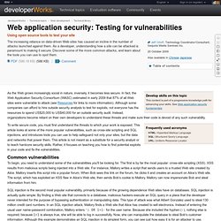 Web application security: Testing for vulnerabilities