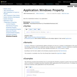 Application.Windows Property (System.Windows)