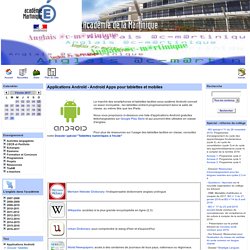 Applications Androïd - Android Apps pour tablettes et mobiles