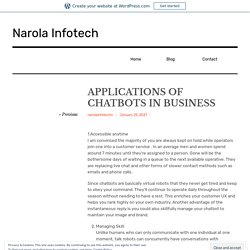 APPLICATIONS OF CHATBOTS IN BUSINESS – Narola Infotech