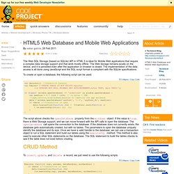 HTML5 Web Database and Mobile Web Applications