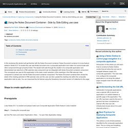 IBM Composite Applications wiki : Capturing Components : Using the Notes Document Container - Side by Side Editing use case