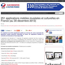 251 applications mobiles muséales et culturelles en France (au 30 décembre 2013)