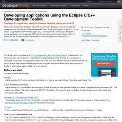 Developing applications using the Eclipse C/C++ Development Toolkit