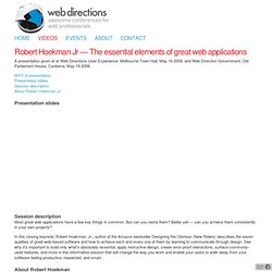 Robert Hoekman Jr – The essential elements of great web applications