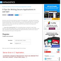 9 Tips for Writing Secure Applications in ASP.NET - User Experience Guidance