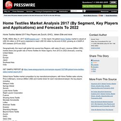 Home Textiles Market Analysis 2017 (By Segment, Key Players and Applications) and Forecasts To 2022