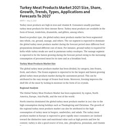 Turkey Meat Products Market 2021 Size, Share, Growth, Trends, Types, Applications and Forecasts To 2027 – Telegraph