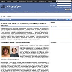 B. Bihorel et O. Jomat : Des applications pour un français mobile et continué ?