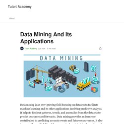 Data Mining And Its Applications