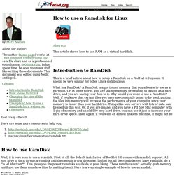 Applications : How to use a Ramdisk for Linux