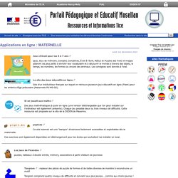 Applications en ligne : MATERNELLE - Ressources et informations TICE