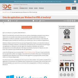 Créez des applications pour Windows 8 en HTML et JavaScript