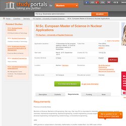 European Master of Science in Nuclear Applications - at FH Aachen - University of Applied Sciences, Aachen, Germany