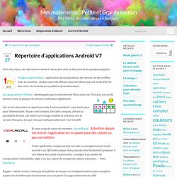 Répertoire d’applications Android V7 – Mes maternelles : Petite et Grande section