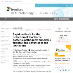 FRONT. MICROBIOL 12/01/15 Rapid methods for the detection of foodborne bacterial pathogens: principles, applications, advantages and limitations