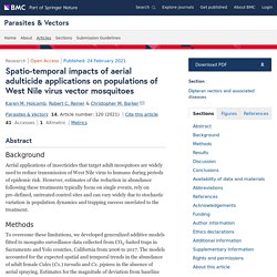 PARASITES & VECTORS 24/02/21 Spatio-temporal impacts of aerial adulticide applications on populations of West Nile virus vector mosquitoes