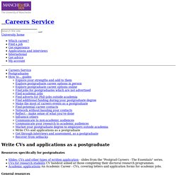 Write CVs and applications as a postgraduate