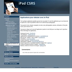 Applications pour débuter avec le iPad - iPad CSRS