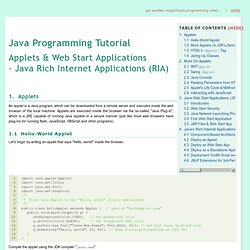 Java Applet & WebStart Rich Internet Applications - Java Programming Tutorial