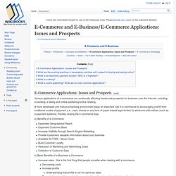 E-Commerce and E-Business/E-Commerce Applications: Issues and Prospects