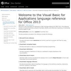 Welcome to the Visual Basic for Applications Language Reference for Office 2010