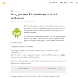 Using your own SQLite database in Android applications