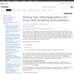 Testing Your Web Applications for Cross-Site Scripting Vulnerabilities
