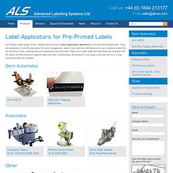 Label Applicators from Advanced Labelling Systems