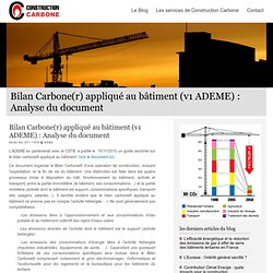Bilan Carbone(r) appliqué au bâtiment (v1 ADEME) : Analyse du document