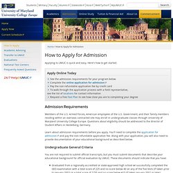 How to Apply for Admission - Admissions - UMUC Europe