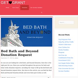 [ Apply Now ] Bed Bath and Beyond Donation Request