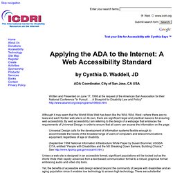 Applying the ADA to the Internet A Web Accessibility Standard