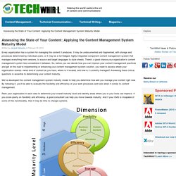 Applying the Content Management System Maturity Model