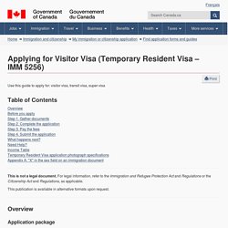 Applying for Visitor Visa (Temporary Resident Visa – IMM 5256)