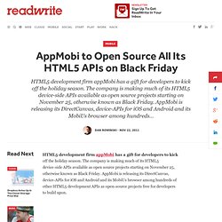 AppMobi to Open Source All Its HTML5 APIs on Black Friday
