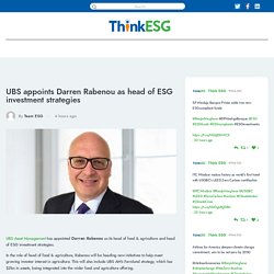 UBS appoints Darren Rabenou as head of ESG investment strategies -