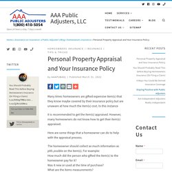 Personal Property Appraisal and Your Insurance Policy - AAA Public Adjusters, LLC