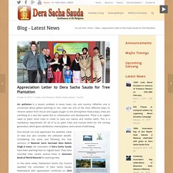 Appreciation Letter to Dera Sacha Sauda for Tree Plantation