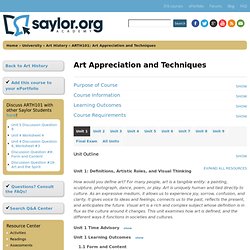 ARTH101: Art Appreciation and Techniques